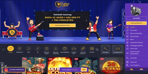 Rolling Slots Casino: главная страница на мобильном